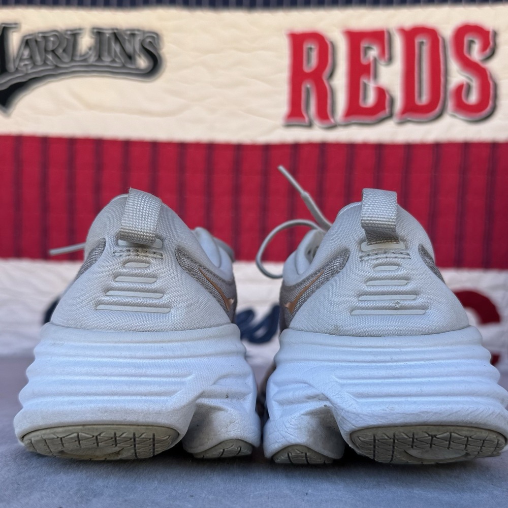 Hoka One One Women's White Sneakers with Pink Logo - Picture 3 of 16